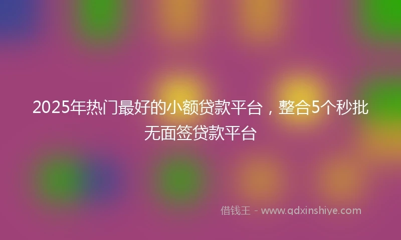 2025年热门最好的小额贷款平台，整合5个秒批无面签贷款平台