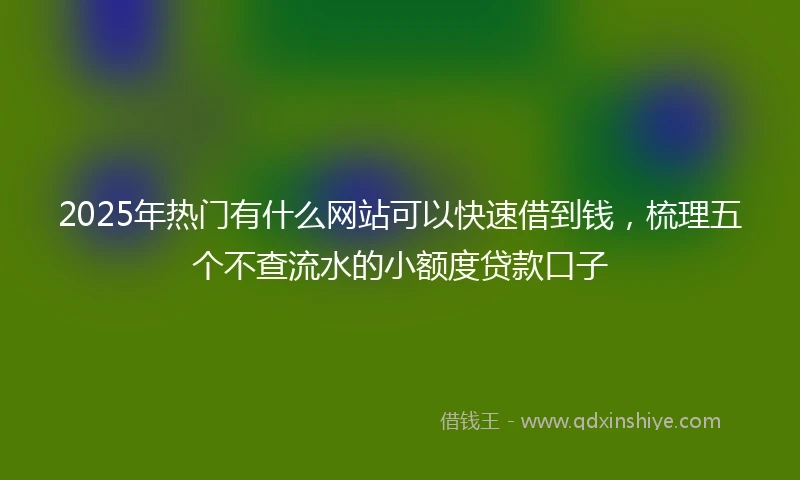 2025年热门有什么网站可以快速借到钱，梳理五个不查流水的小额度贷款口子