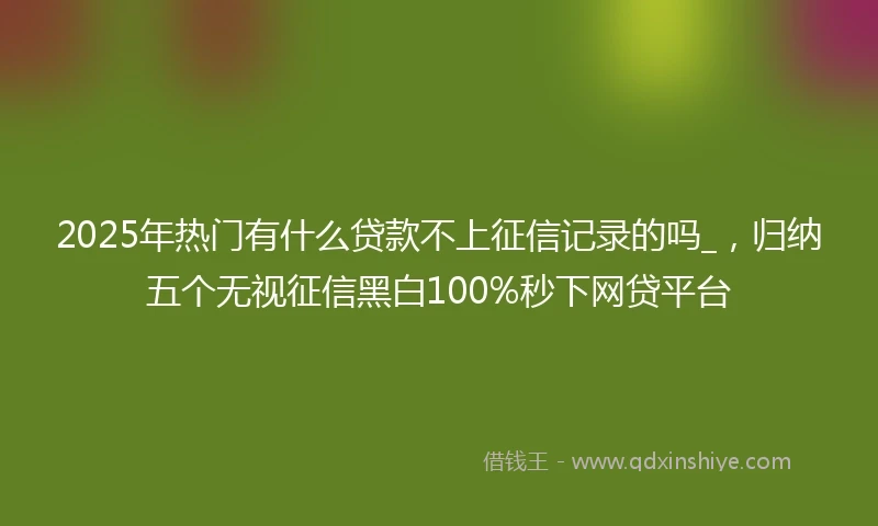 2025年热门有什么贷款不上征信记录的吗_，归纳五个无视征信黑白100%秒下网贷平台