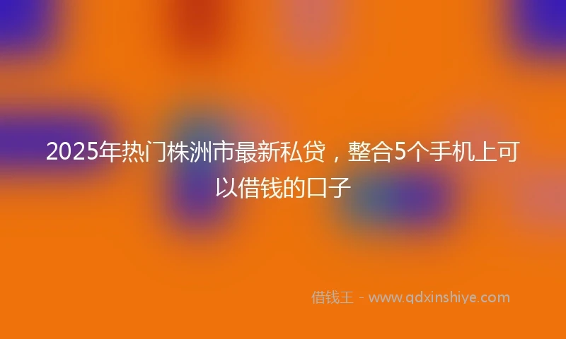 2025年热门株洲市最新私贷，整合5个手机上可以借钱的口子