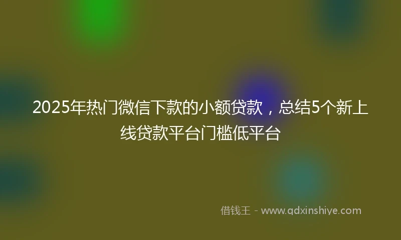 2025年热门微信下款的小额贷款，总结5个新上线贷款平台门槛低平台