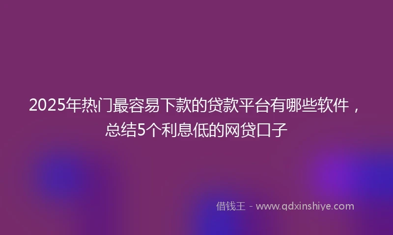 2025年热门最容易下款的贷款平台有哪些软件，总结5个利息低的网贷口子