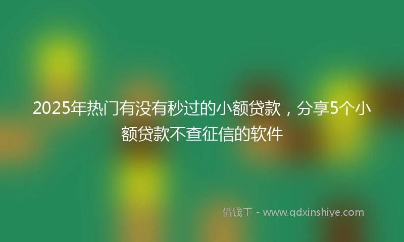 2025年热门有没有秒过的小额贷款，分享5个小额贷款不查征信的软件