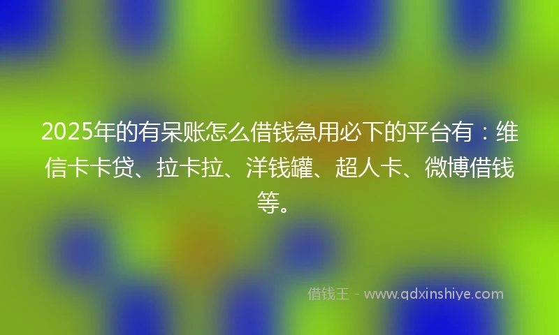 2025年的有呆账怎么借钱急用必下的平台有：维信卡卡贷、拉卡拉、洋钱罐、超人卡、微博借钱等。