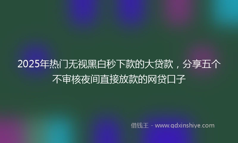 2025年热门无视黑白秒下款的大贷款，分享五个不审核夜间直接放款的网贷口子
