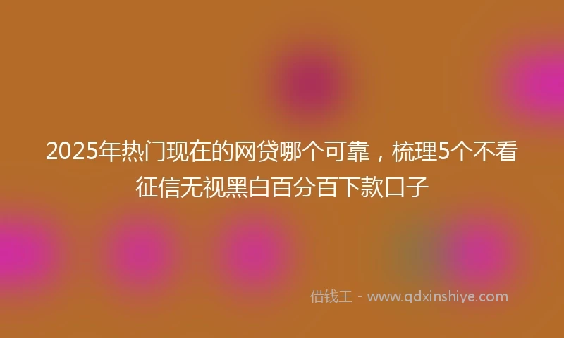 2025年热门现在的网贷哪个可靠，梳理5个不看征信无视黑白百分百下款口子