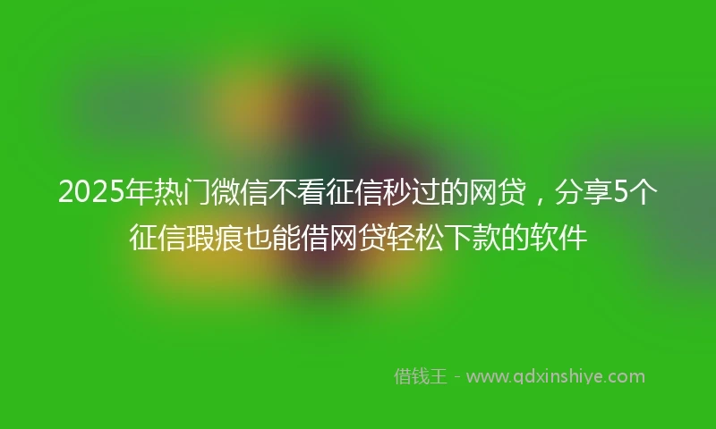 2025年热门微信不看征信秒过的网贷，分享5个征信瑕疵也能借网贷轻松下款的软件