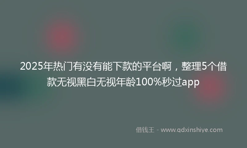 2025年热门有没有能下款的平台啊，整理5个借款无视黑白无视年龄100%秒过app
