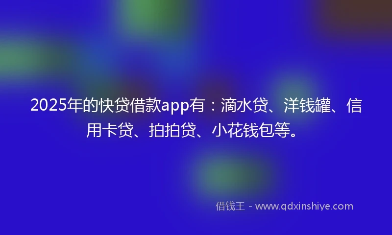 2025年的快贷借款app有：滴水贷、洋钱罐、信用卡贷、拍拍贷、小花钱包等。