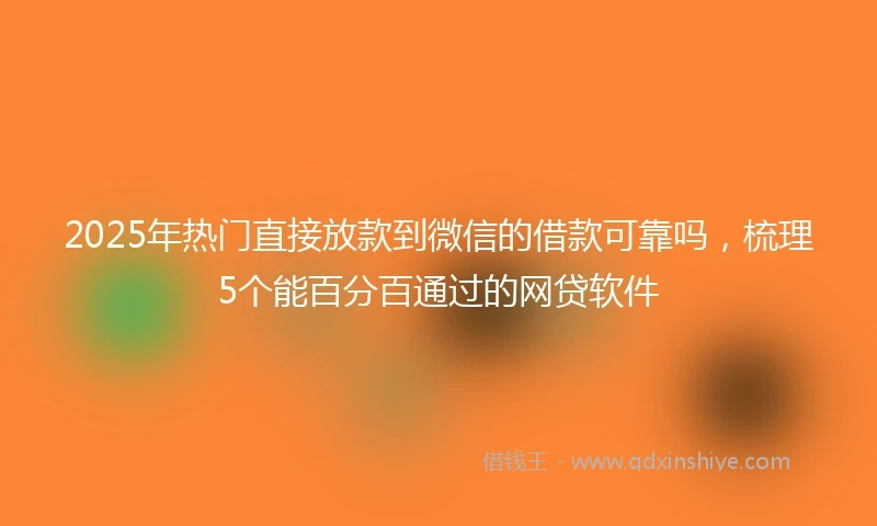 2025年热门直接放款到微信的借款可靠吗，梳理5个能百分百通过的网贷软件