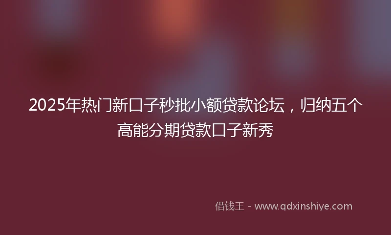 2025年热门新口子秒批小额贷款论坛，归纳五个高能分期贷款口子新秀