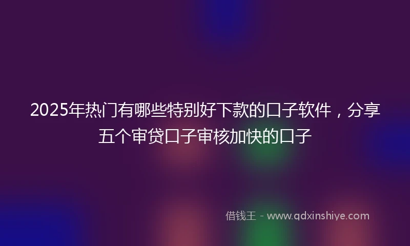 2025年热门有哪些特别好下款的口子软件，分享五个审贷口子审核加快的口子