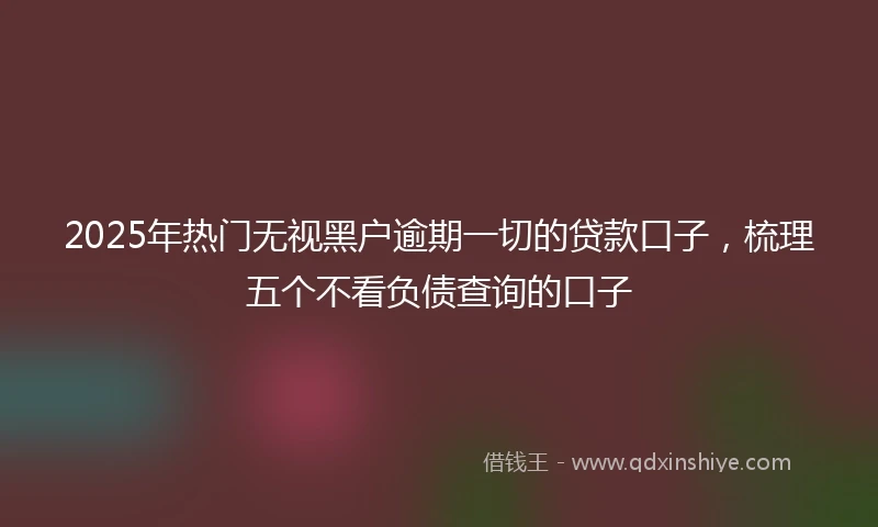 2025年热门无视黑户逾期一切的贷款口子，梳理五个不看负债查询的口子