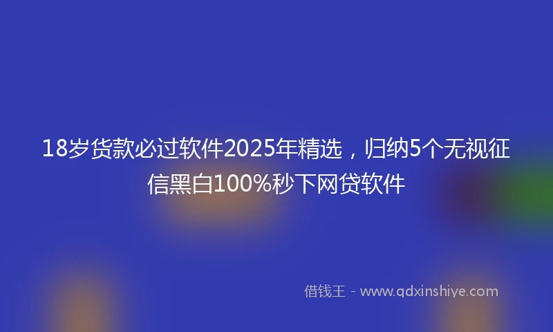18岁货款必过软件2025年精选，归纳5个无视征信黑白100%秒下网贷软件