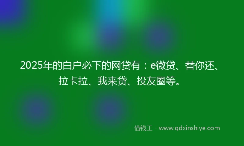 2025年的白户必下的网贷有：e微贷、替你还、拉卡拉、我来贷、投友圈等。