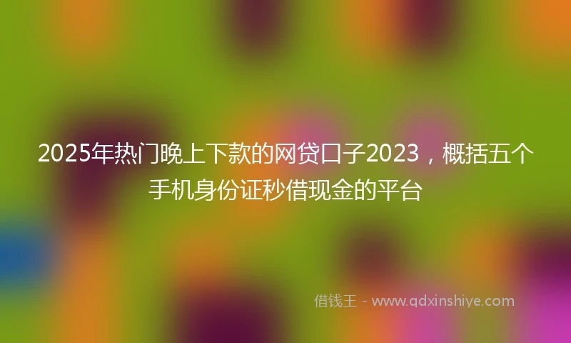 2025年热门晚上下款的网贷口子2023，概括五个手机身份证秒借现金的平台