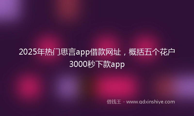 2025年热门思言app借款网址，概括五个花户3000秒下款app