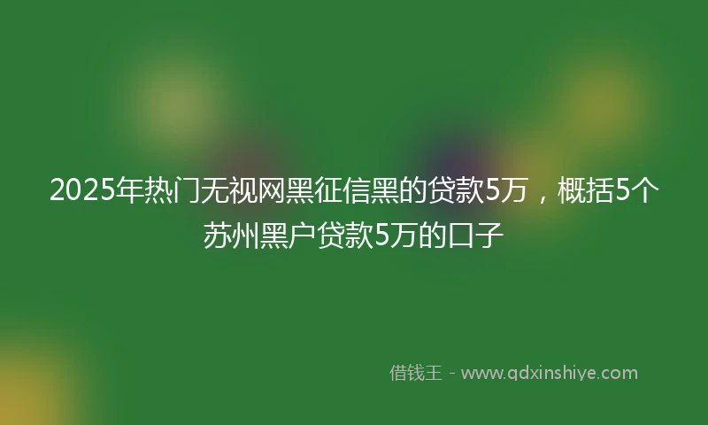 2025年热门无视网黑征信黑的贷款5万，概括5个苏州黑户贷款5万的口子