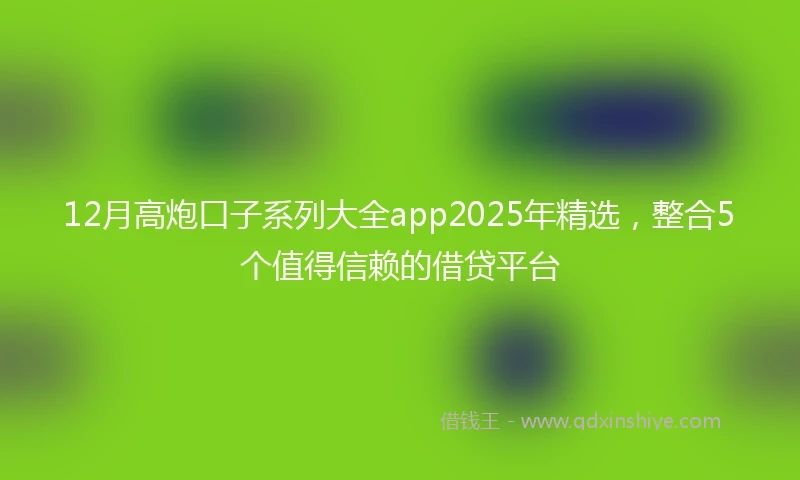 12月高炮口子系列大全app2025年精选，整合5个值得信赖的借贷平台