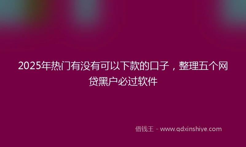 2025年热门有没有可以下款的口子，整理五个网贷黑户必过软件