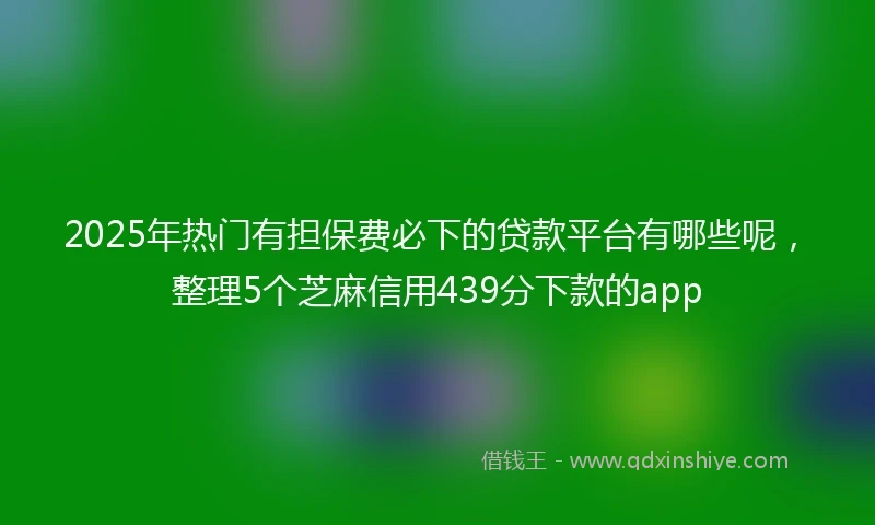 2025年热门有担保费必下的贷款平台有哪些呢，整理5个芝麻信用439分下款的app