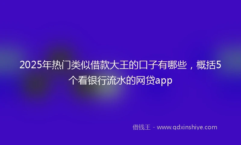 2025年热门类似借款大王的口子有哪些，概括5个看银行流水的网贷app
