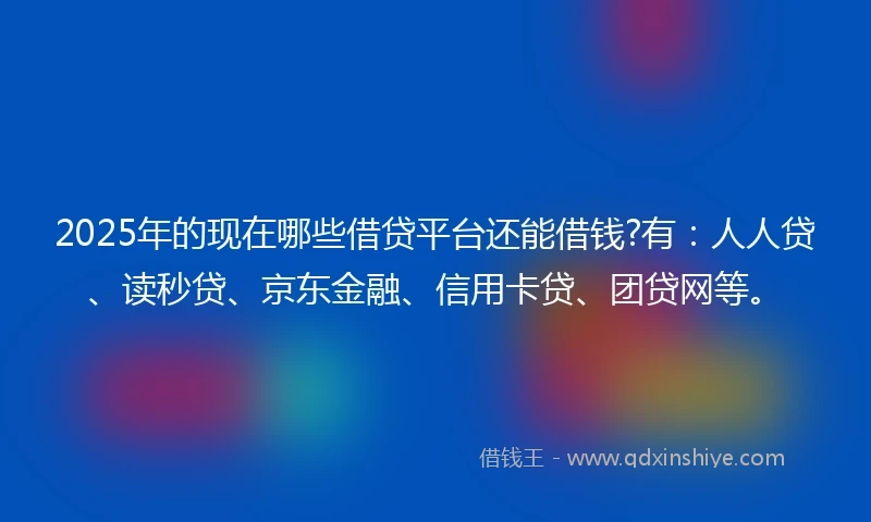 2025年的现在哪些借贷平台还能借钱?有：人人贷、读秒贷、京东金融、信用卡贷、团贷网等。