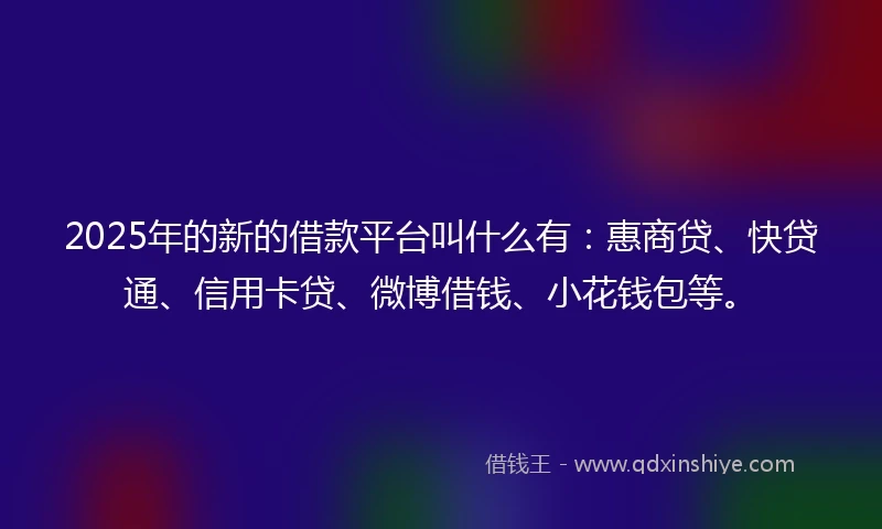 2025年的新的借款平台叫什么有：惠商贷、快贷通、信用卡贷、微博借钱、小花钱包等。