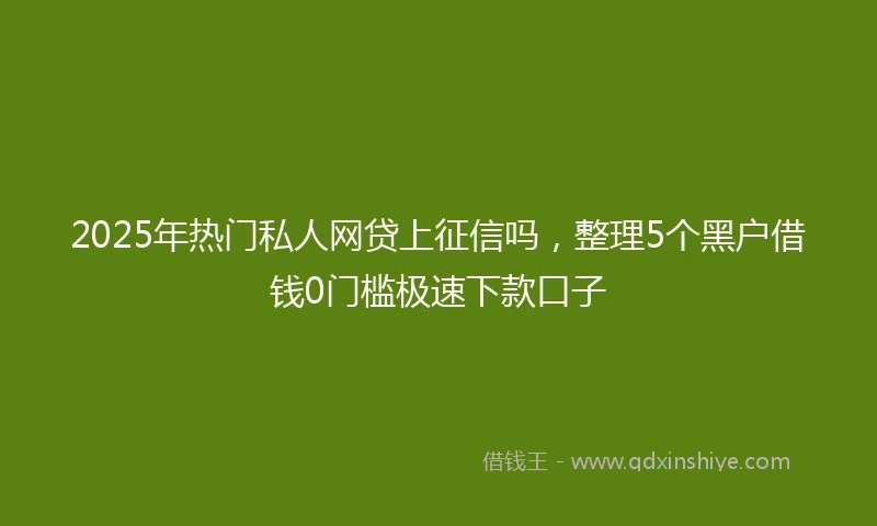 2025年热门私人网贷上征信吗，整理5个黑户借钱0门槛极速下款口子
