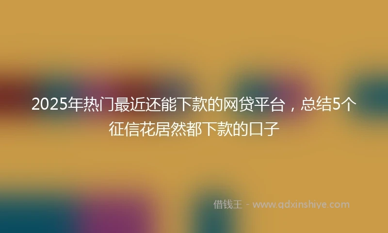 2025年热门最近还能下款的网贷平台，总结5个征信花居然都下款的口子