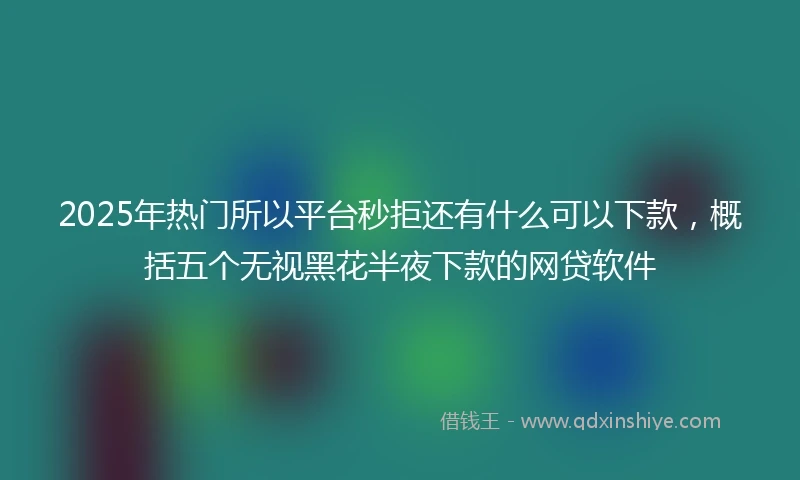 2025年热门所以平台秒拒还有什么可以下款，概括五个无视黑花半夜下款的网贷软件