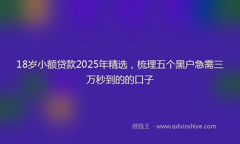 18岁小额贷款2025年精选，梳理五个黑户急需三万秒到的的口子