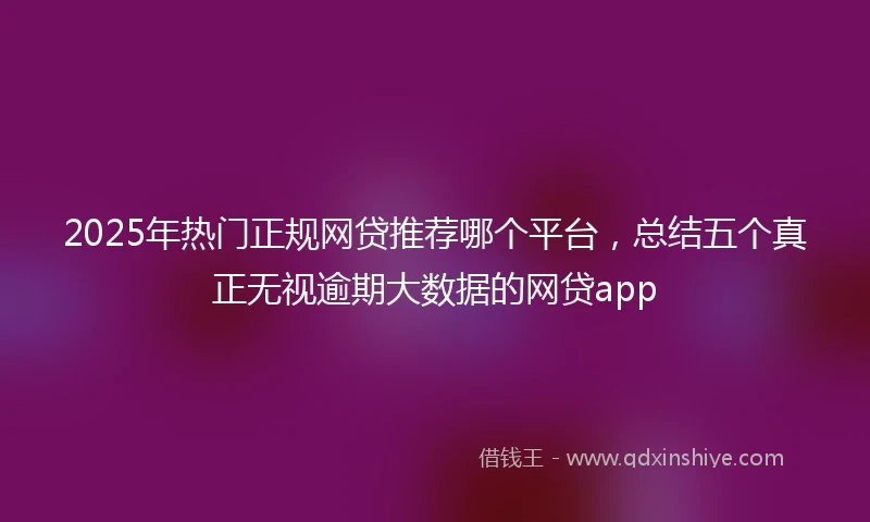 2025年热门正规网贷推荐哪个平台，总结五个真正无视逾期大数据的网贷app
