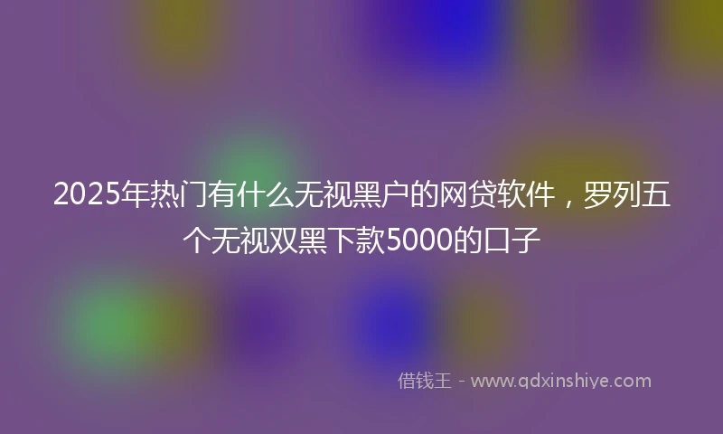 2025年热门有什么无视黑户的网贷软件，罗列五个无视双黑下款5000的口子