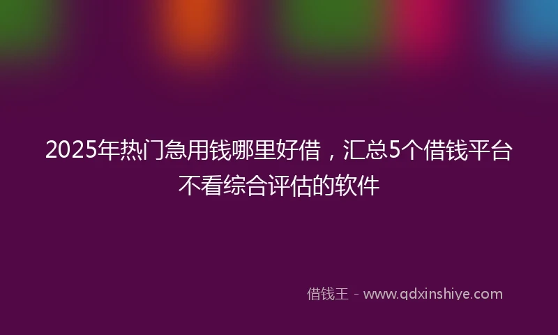 2025年热门急用钱哪里好借，汇总5个借钱平台不看综合评估的软件