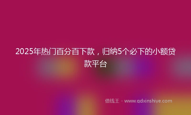2025年热门百分百下款，归纳5个必下的小额贷款平台