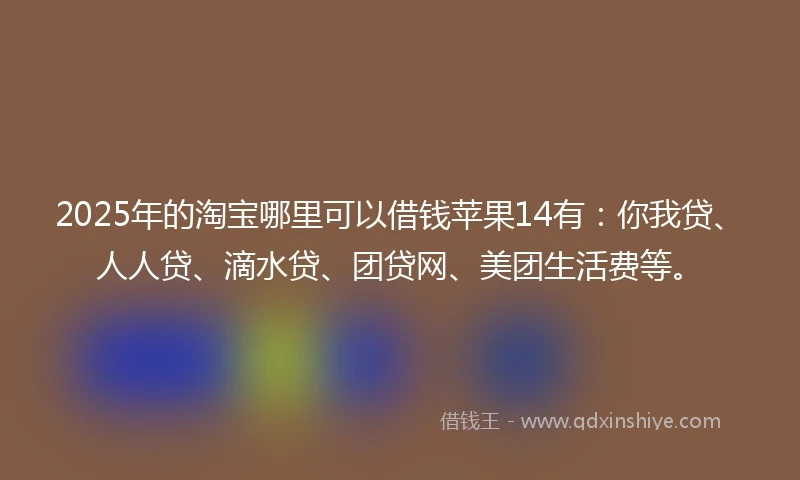 2025年的淘宝哪里可以借钱苹果14有：你我贷、人人贷、滴水贷、团贷网、美团生活费等。