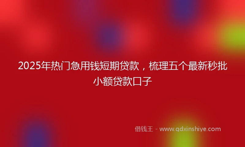 2025年热门急用钱短期贷款，梳理五个最新秒批小额贷款口子
