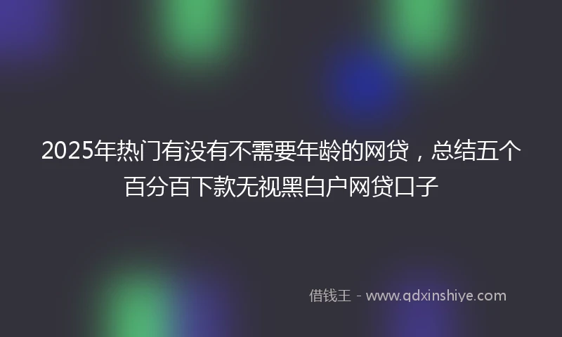 2025年热门有没有不需要年龄的网贷，总结五个百分百下款无视黑白户网贷口子