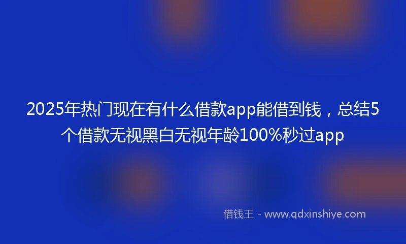 2025年热门现在有什么借款app能借到钱，总结5个借款无视黑白无视年龄100%秒过app
