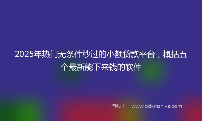 2025年热门无条件秒过的小额贷款平台，概括五个最新能下来钱的软件