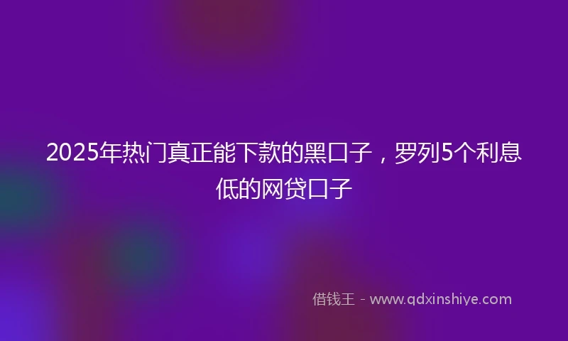 2025年热门真正能下款的黑口子，罗列5个利息低的网贷口子