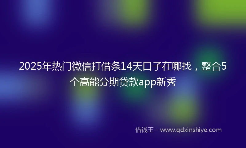 2025年热门微信打借条14天口子在哪找，整合5个高能分期贷款app新秀