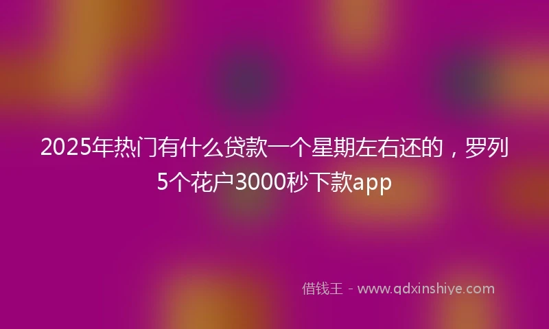2025年热门有什么贷款一个星期左右还的，罗列5个花户3000秒下款app