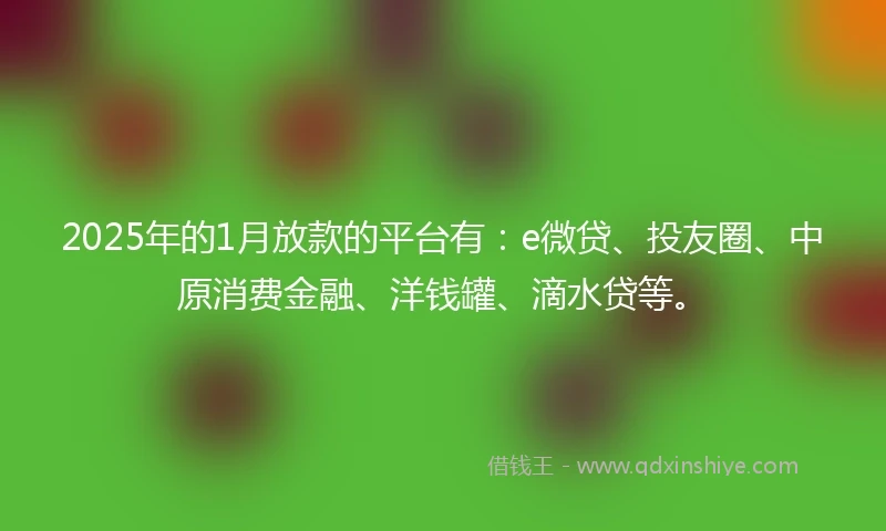 2025年的1月放款的平台有：e微贷、投友圈、中原消费金融、洋钱罐、滴水贷等。