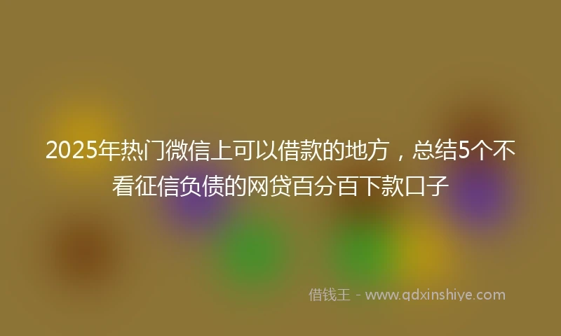 2025年热门微信上可以借款的地方，总结5个不看征信负债的网贷百分百下款口子