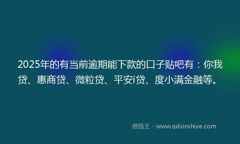 2025年的有当前逾期能下款的口子贴吧有：你我贷、惠商贷、微粒贷、平安i贷、度小满金融等。