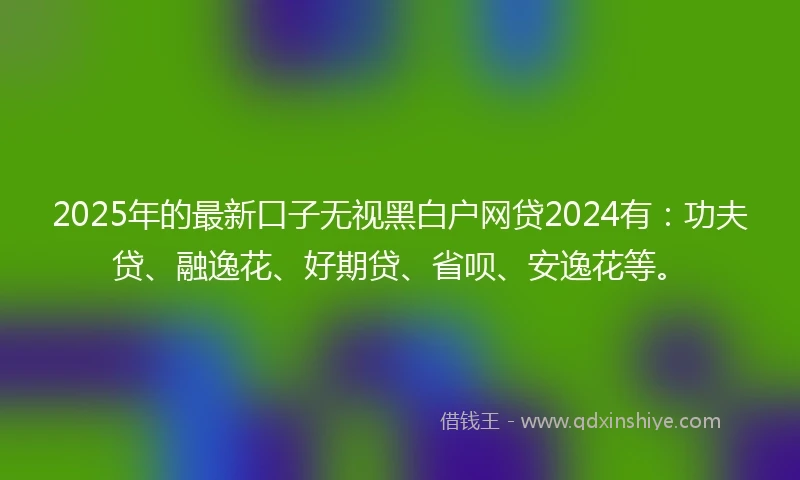 2025年的最新口子无视黑白户网贷2024有：功夫贷、融逸花、好期贷、省呗、安逸花等。
