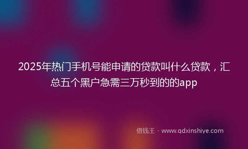 2025年热门手机号能申请的贷款叫什么贷款，汇总五个黑户急需三万秒到的的app