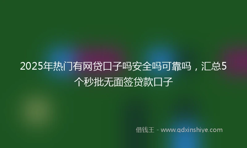 2025年热门有网贷口子吗安全吗可靠吗，汇总5个秒批无面签贷款口子